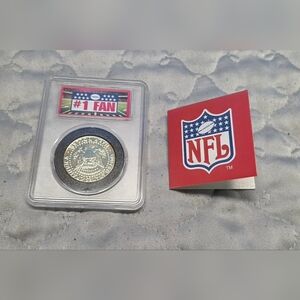 MM4 NFL JFK Kennedy Half Dollar, Green Bay Packers, 24 Karat Gold Plated, Sealed